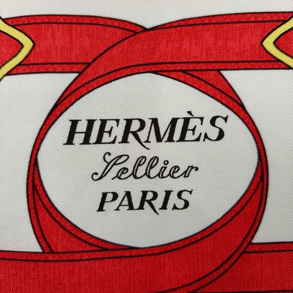 Hermes Scarf with Gold, Black, and Red Design - Picture 5 of 7
